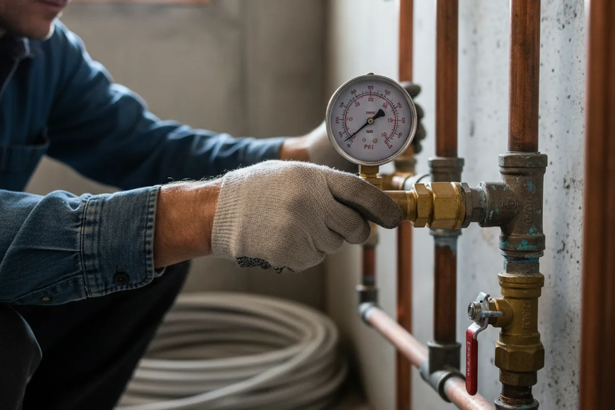 Pressure testing a repaired line during Water Line Repair in Cottage Grove